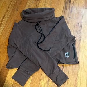 Cowl at the half moon crop sweatshirt